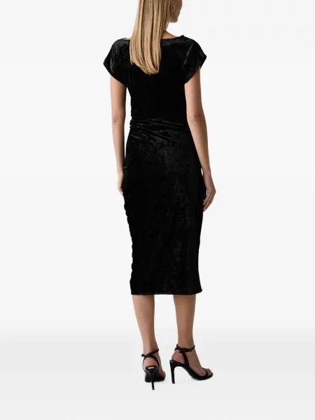 Rochie midi Dkny de catifea cu volane negru