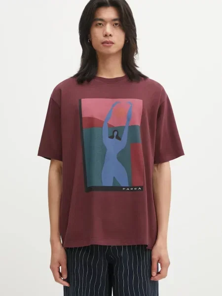 By Parra t-shirt Protect the sun z nadrukiem bordowy
