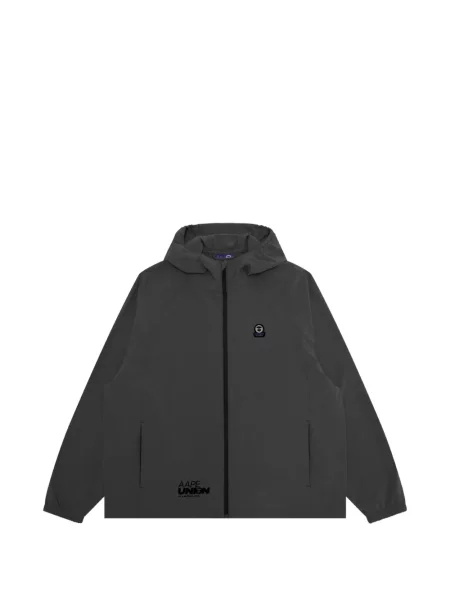 Geacă Aape By A Bathing Ape cu glugă cu aplicații gri