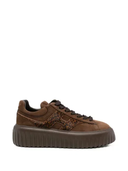 Sneakerși Hogan din piele de căprioară cu imagine cu model leopard maro