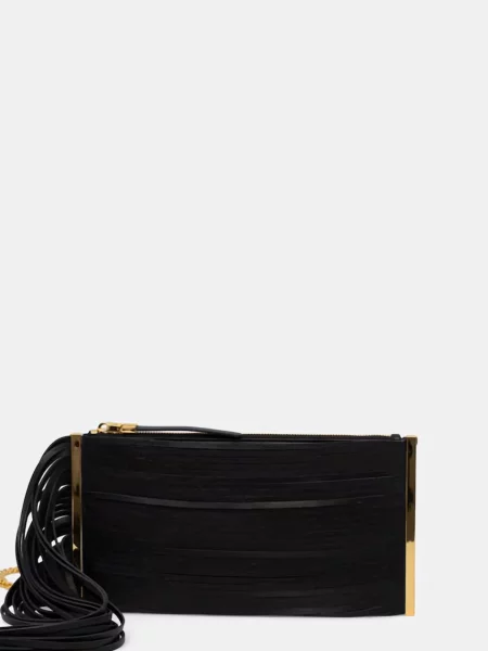 Elisabetta Franchi pisemska torbica usnjena črna