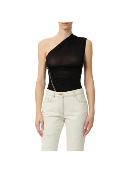 Top Elisabetta Franchi z dżerseju czarny