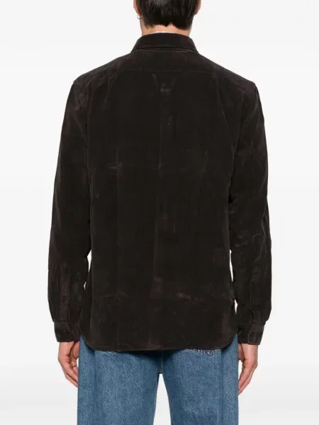 Риза Lacoste от рипсено кадифе кафяво