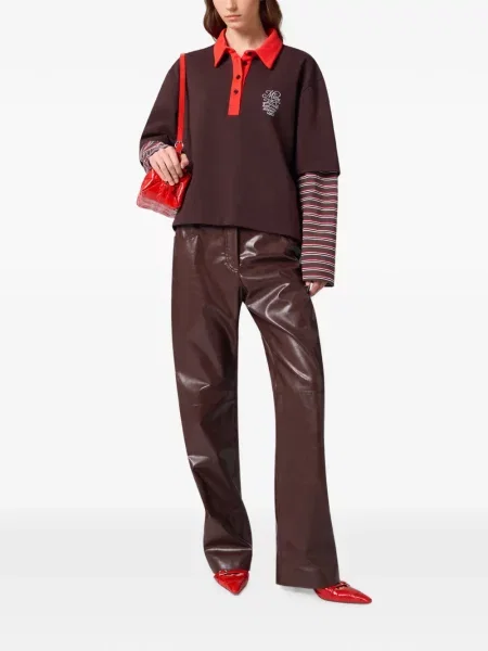 Tricou polo Msgm cu autograf maro