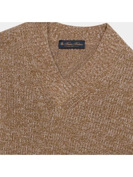 Lniany sweter Brooks Brothers beżowy