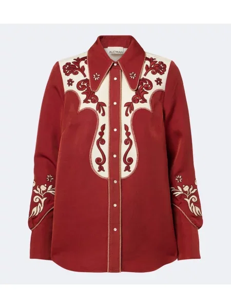 Cămașă Alemais cu broderie de lână roșu