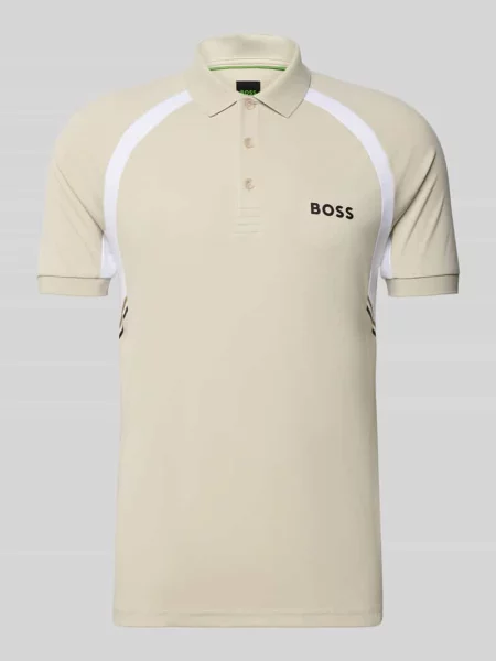 Koszulka polo o kroju slim fit z krótką listwą guzikową model ‘PL_TOC SPIN CB’ Boss Green beżowe
