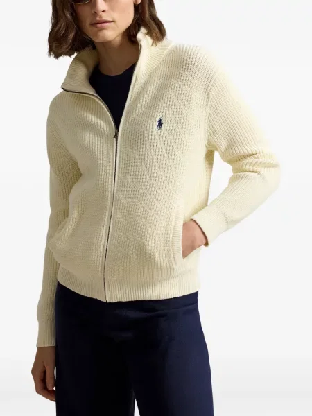 Вълнена поло тениска Polo Ralph Lauren с връзки с принт синьо