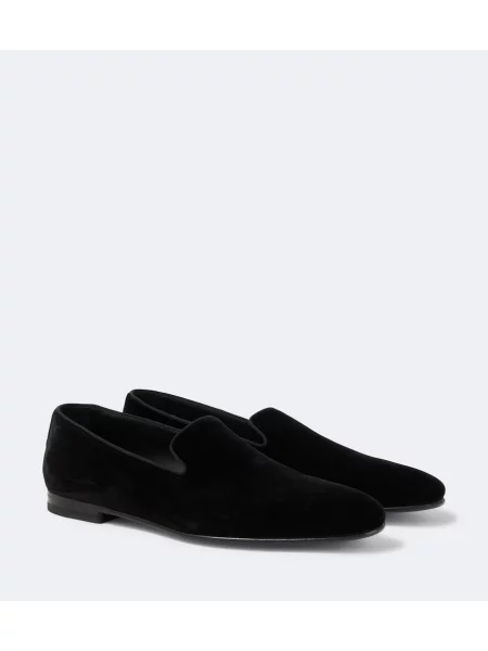 Pantofi loafer Manolo Blahnik de catifea negru
