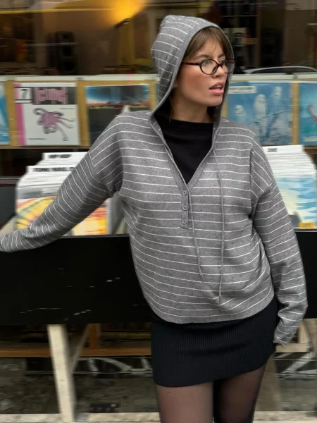 Bershka Bluza Z Kapturem Kobieta M szary