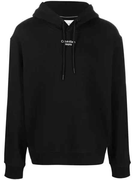 Hanorac cu glugă Calvin Klein Jeans cu imagine cu cordon negru