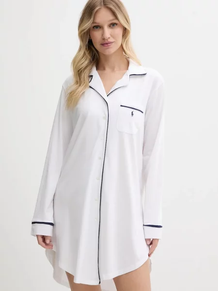 Polo Ralph Lauren noční košile s bavlnou bílá