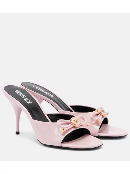 Usnjene lakirane mules Versace roza