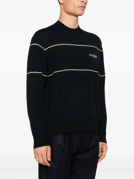 Pulover Emporio Armani de lână cu dungi albastru