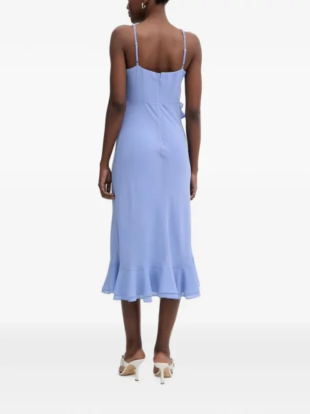 Rochie midi Morgan cu volane cu bretele albastru