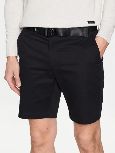 Pantaloni scurți Calvin Klein din țesătură twill negru