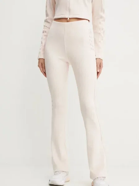 Спортен панталон adidas Originals Femme Galore Rib Flared Legging с апликация розово