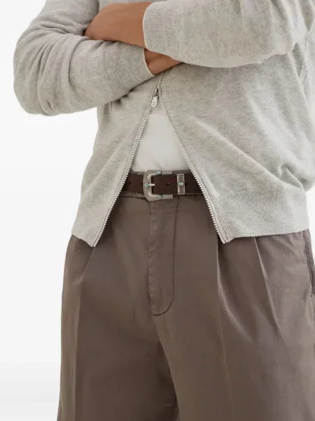 Pantaloni Brunello Cucinelli plisate maro