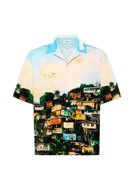 Къс риза Laneus с принт зелено