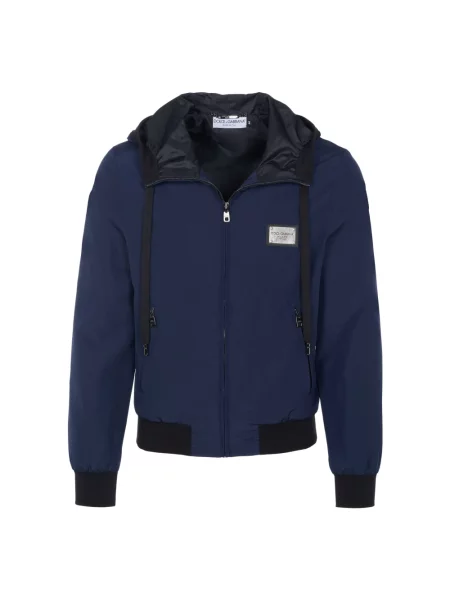 Kurtka bomber Dolce And Gabbana z kapturem niebieski