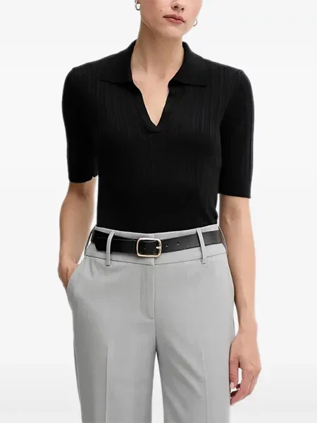 Koszulka z dekoltem v Benetton z dekoltem w serek czarna