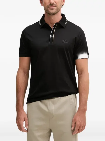 Tricou polo Karl Lagerfeld cu autograf negru