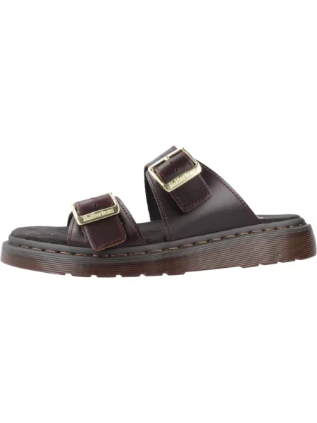 Klapki Dr. Martens skórzane brązowe