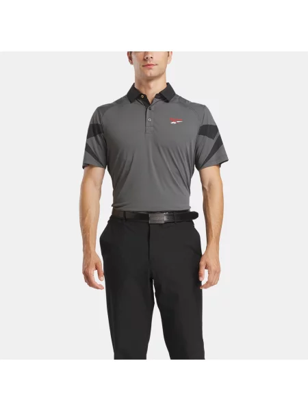 Reebok koszulka polo Signature Vector z blokami kolorówunisex GREY/BLACK Size: S czarna