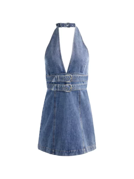 Rochie Alice + Olivia cu cataramă cu gât halter albastru