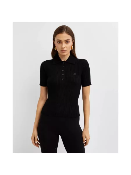Dzianinowa koszulka polo Courreges czarna