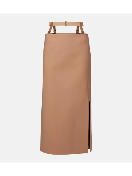 Fustă tip creion Mugler de lână bej
