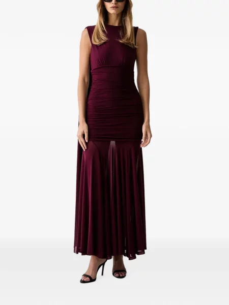 Rochie Bardot cu volane drapată violet