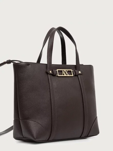 Geantă shopper Armani Exchange din piele maro