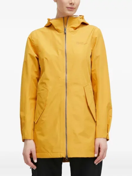 Parka Jack Wolfskin z kapturem żółta