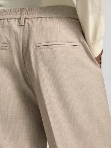 Spodnie z wzorem w paski i Kanty Model GRANT' Casual Friday beżowe