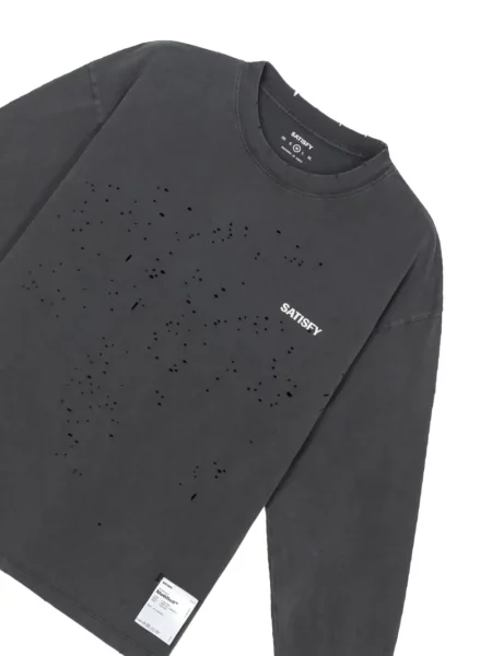 Lung tricou Satisfy zdrențuiți gri
