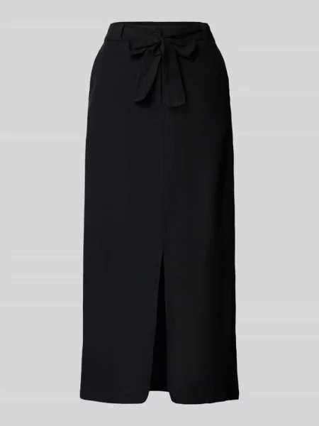 Spódnica midi z rozcięciem i wiązanym model ‘PRISILLA’ Vila czarna