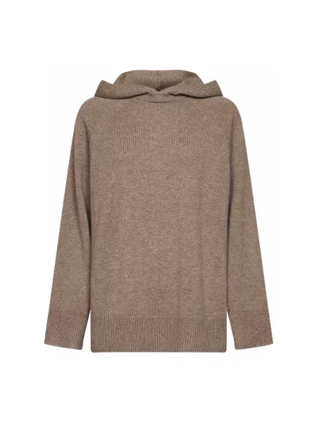 Bluza z kapturem Max Mara z kaszmiru z kapturem beżowa