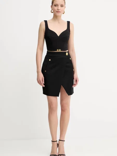 Вовняна спідниця Elisabetta Franchi mini олівець чорний