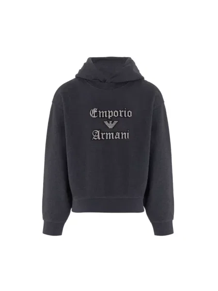Bluza z kapturem Emporio Armani z kapturem z logo czarna