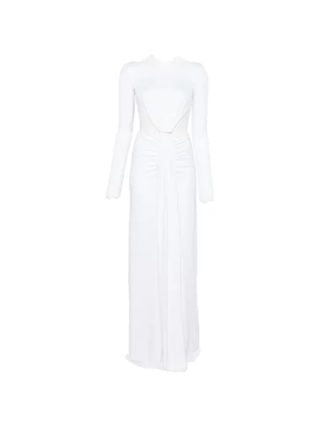 Rochie maxi Elisabetta Franchi cu volane alb