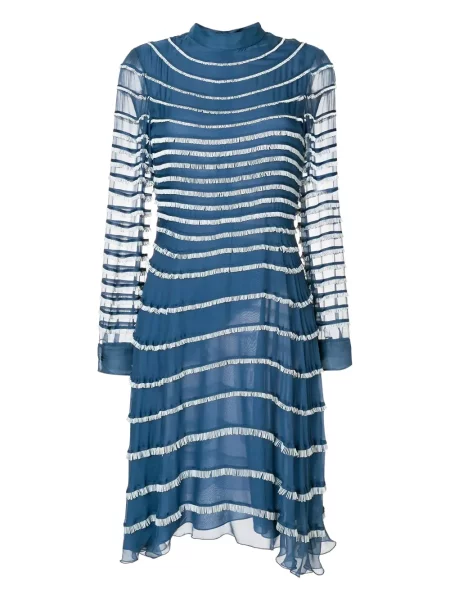 Rochie midi Valentino Garavani cu volane până la genunchi de costum albastru