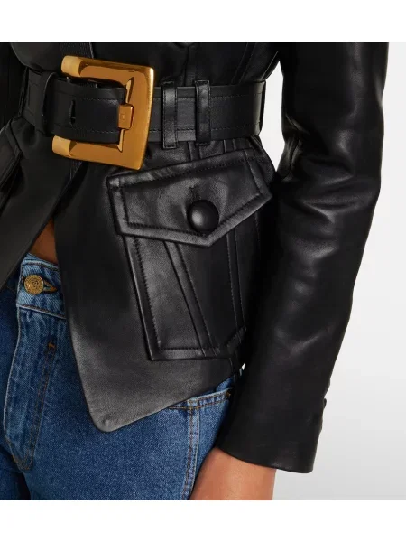 Cu centură geanta de piele Balmain negru