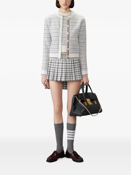 Pulover Thom Browne din jacard alb