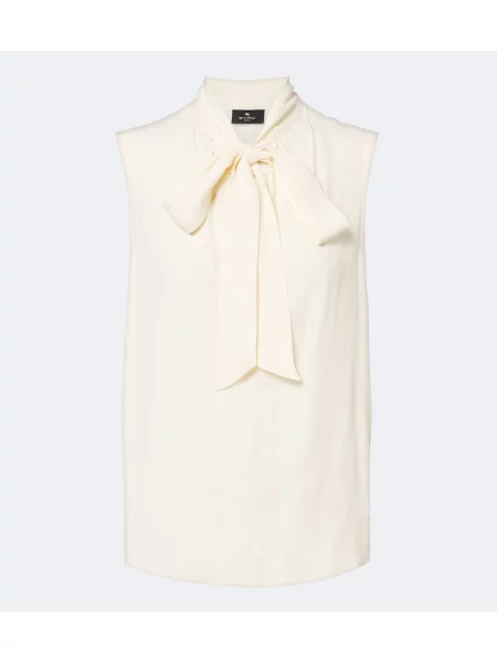 Top Etro cu model paisley din jacard alb