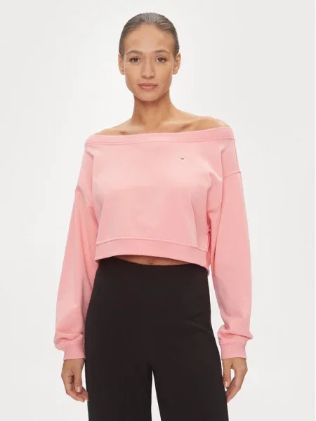 Tommy Jeans Bluză Cropped Fit roz