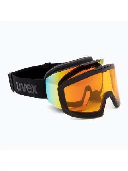 Lyžařské brýle UVEX Evidnt Attract S V + case black matt/mirror rainbow clear černé