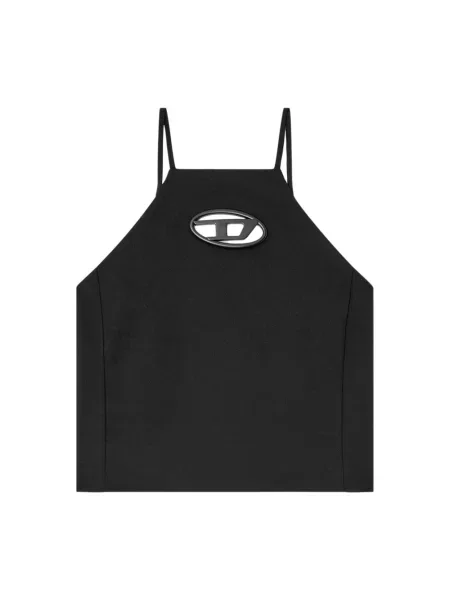 Top Diesel wełniany elegancki z dekoltem halter czarny
