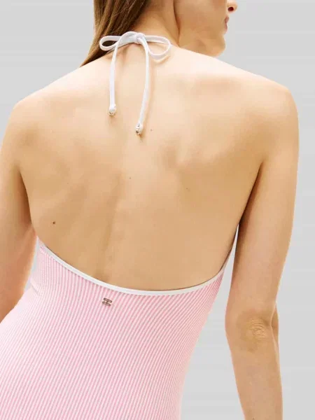 Kostium kąpielowy z wiązaniem na szyi Tommy Hilfiger różowy