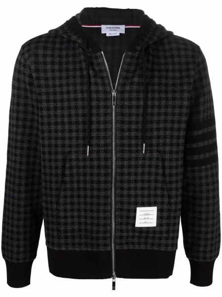 Hanorac cu glugă Thom Browne în carouri din jacard negru